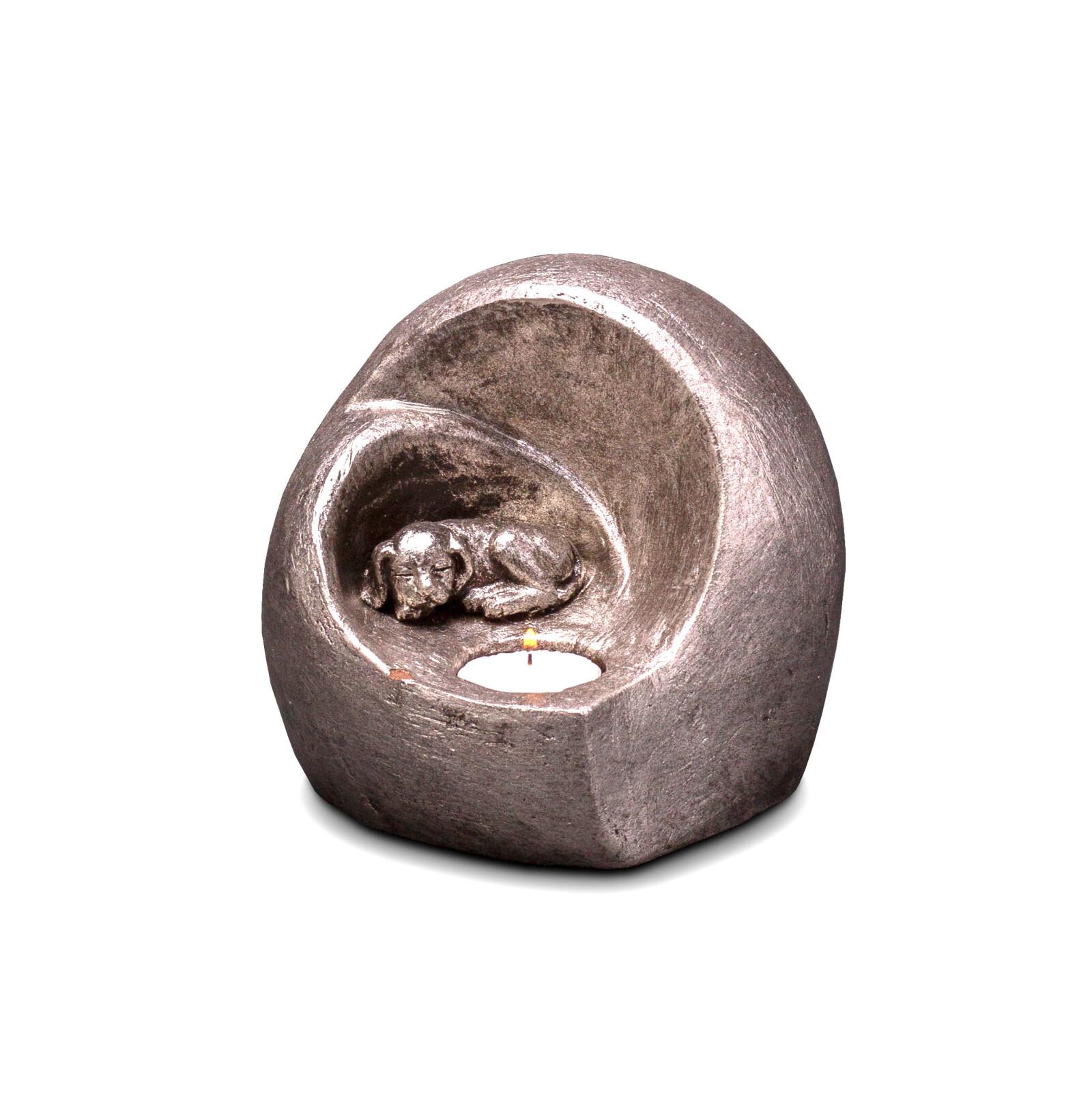urne theelicht keramisch brons/zilver